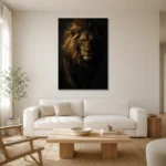 Nocturne King Lion Wall Art Canvas Print styled in a refined neutral interior