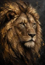Gilded Mane Lion Wall Art Canvas Print