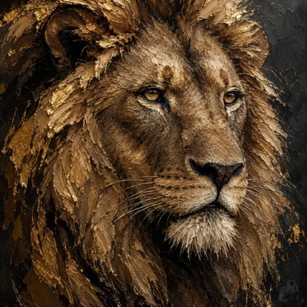 Gilded Mane Lion Wall Art Canvas Print
