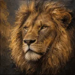 Amber Sentinel Lion Wall Art Canvas Print