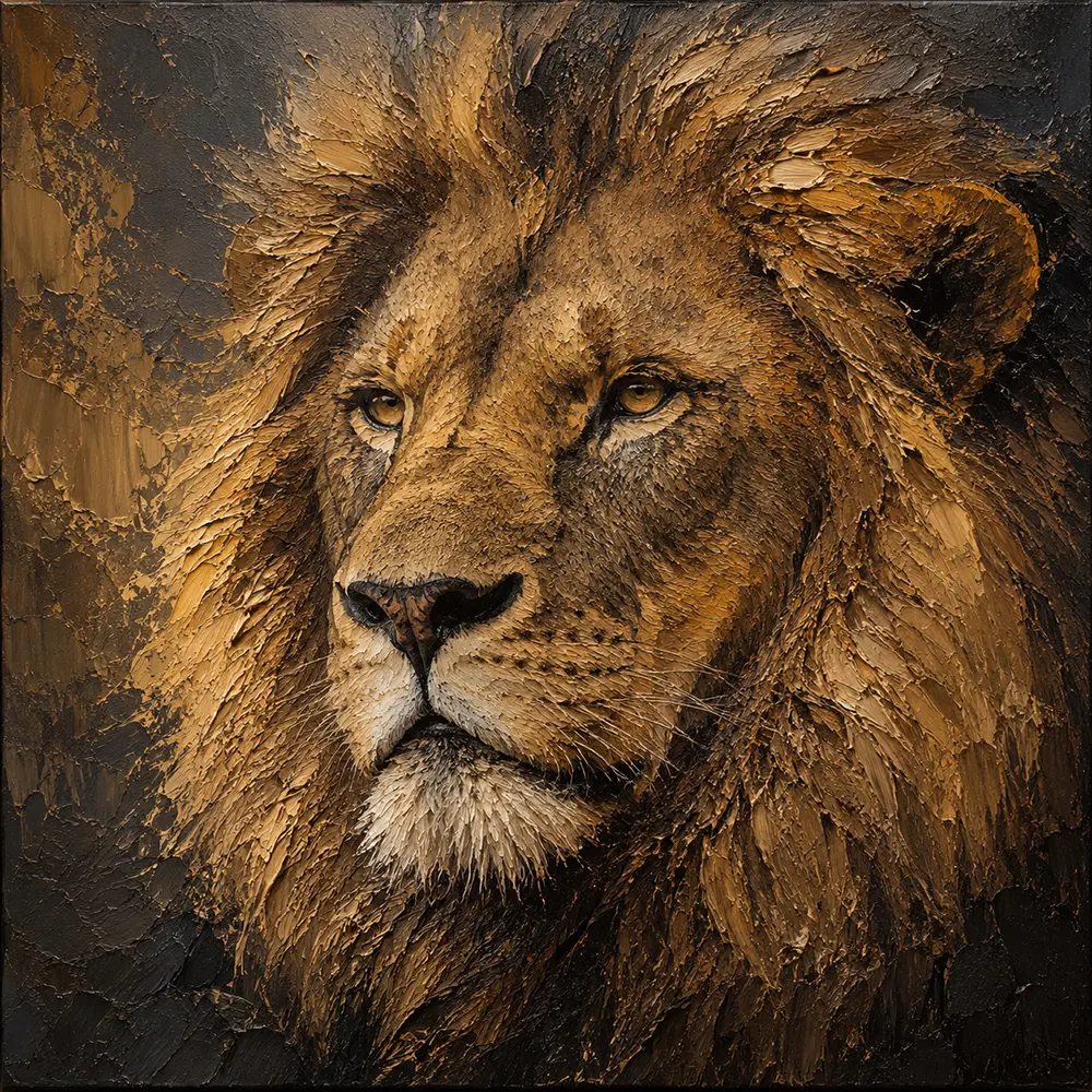 Amber Sentinel Lion Wall Art Canvas Print