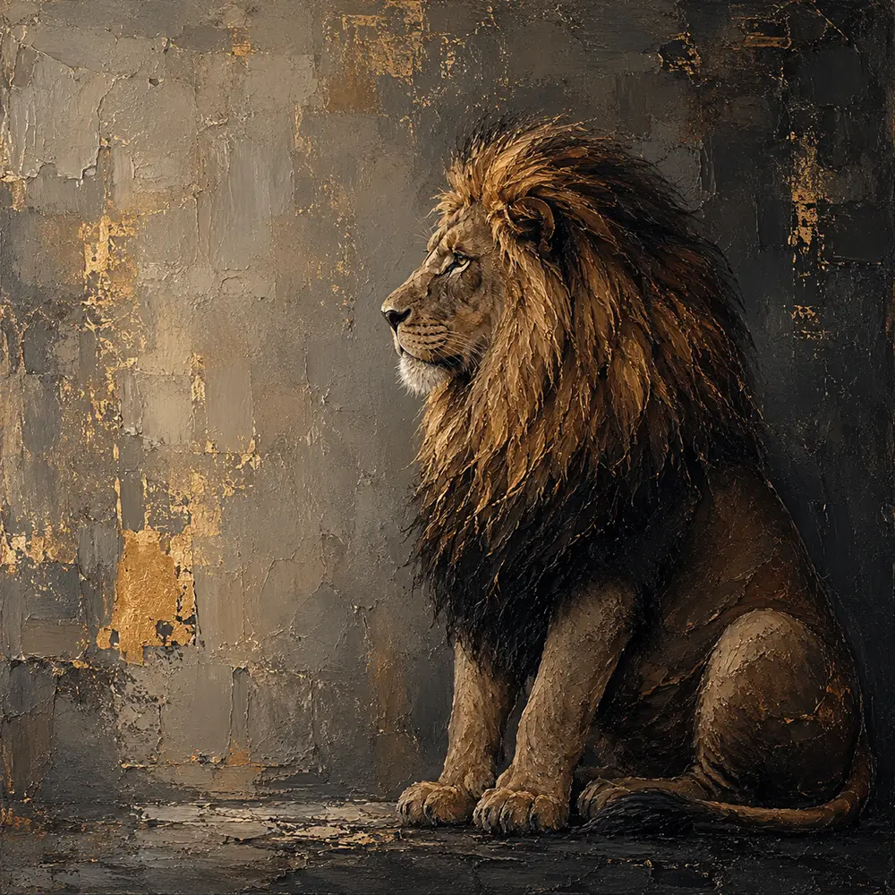 Profile Sentinel Lion Wall Art Canvas Print