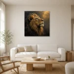 Ascendant Gaze Lion Wall Art Canvas Print styled in a refined neutral interior