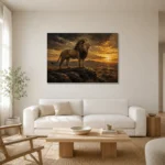 Sunset Monarch Lion Wall Art Canvas Print styled in a refined neutral interior