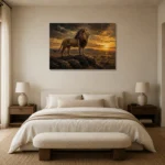 Sunset Monarch Lion Wall Art Canvas Print showcased in an elegant minimalist interior