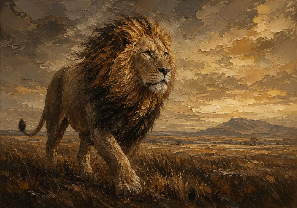 Roaming Sovereign Lion Wall Art Canvas Print