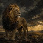 Stormlit Sovereign Lion Wall Art Canvas Print