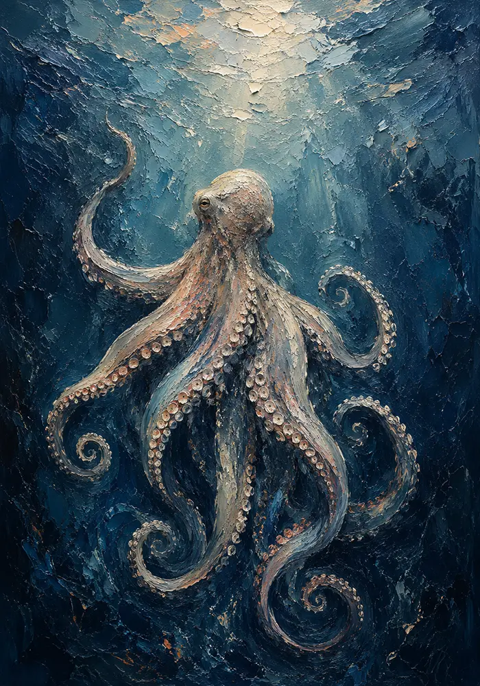 Deep Ocean Octopus Sea Life Wall Art Canvas Print