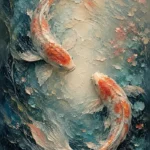 Twin Koi Fish Sea Life Wall Art Canvas Print