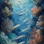 Silver School Fish Sea Life Wall Art Canvas Print