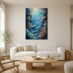 Silver School Fish Sea Life Wall Art Canvas Print styled in a refined neutral interior