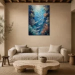 Silver School Fish Sea Life Wall Art Canvas Print presented in a sophisticated home setting
