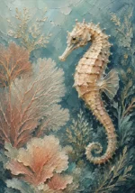 Coastal Seahorse Sea Life Wall Art Canvas Print