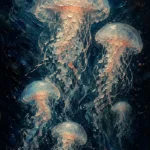 Luminous Jellyfish Sea Life Wall Art Canvas Print