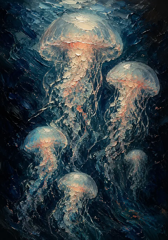 Luminous Jellyfish Sea Life Wall Art Canvas Print