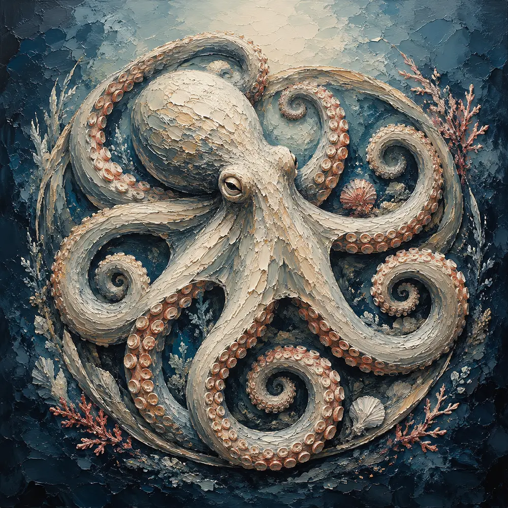 Ivory Octopus Sea Life Wall Art Canvas Print