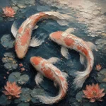Three Koi Fish Sea Life Wall Art Canvas Print