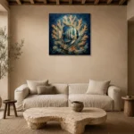 Tropical Reef Fish Sea Life Wall Art Canvas Print presented in a sophisticated home setting