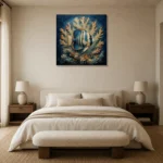Tropical Reef Fish Sea Life Wall Art Canvas Print showcased in an elegant minimalist interior