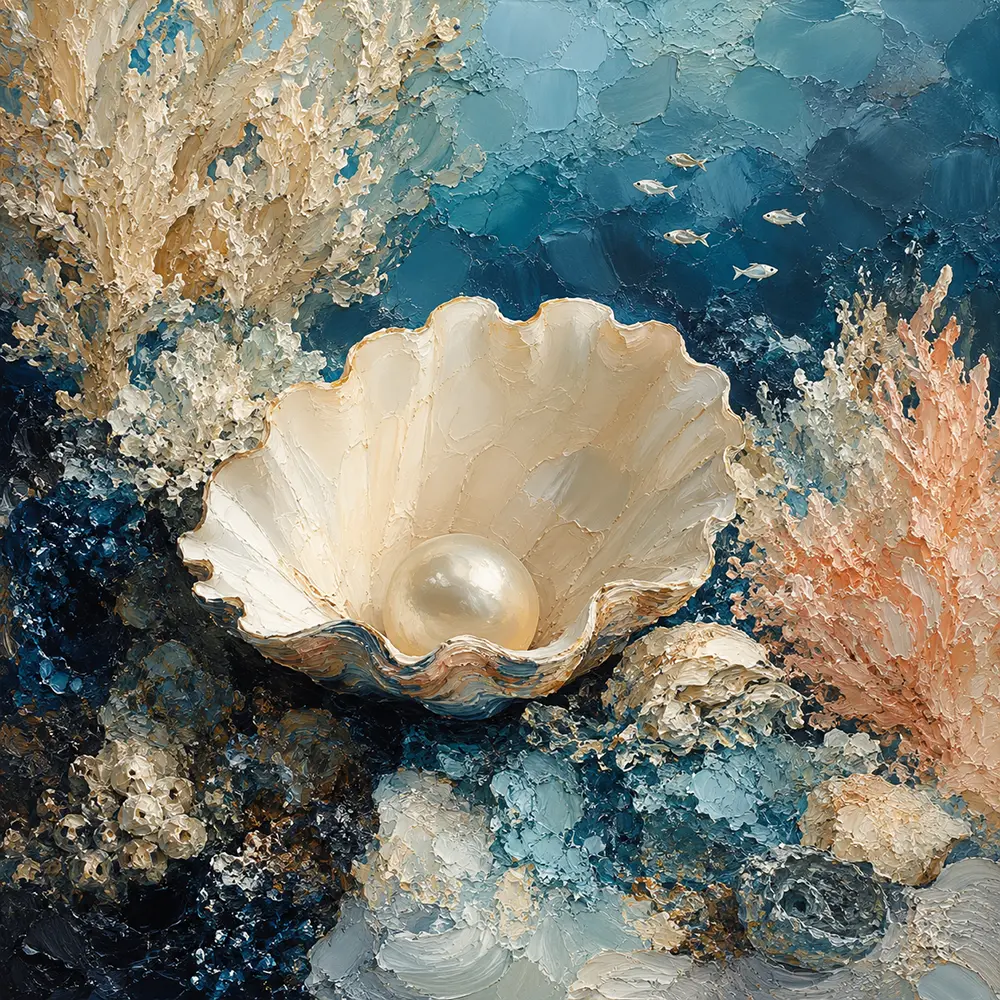 Pearl Shell Sea Life Wall Art Canvas Print