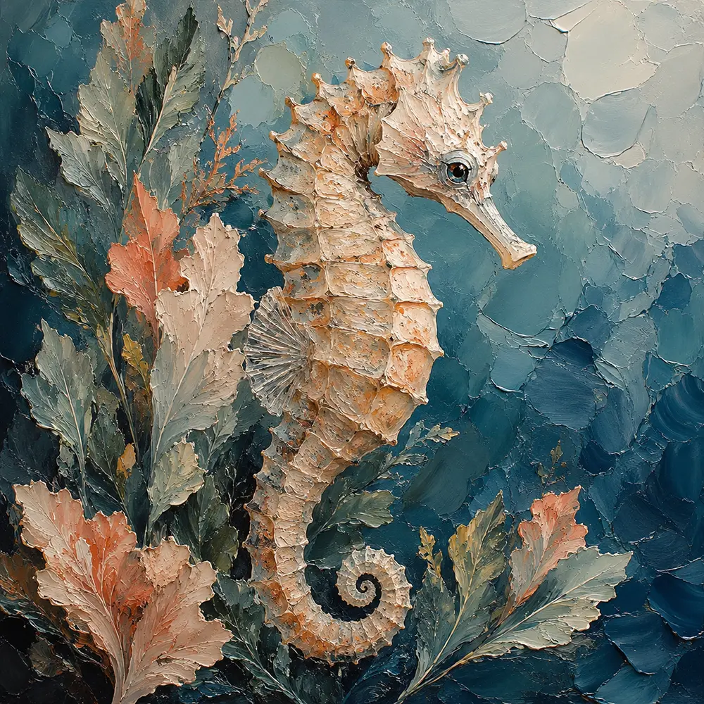 Coral Garden Seahorse Sea Life Wall Art Canvas Print