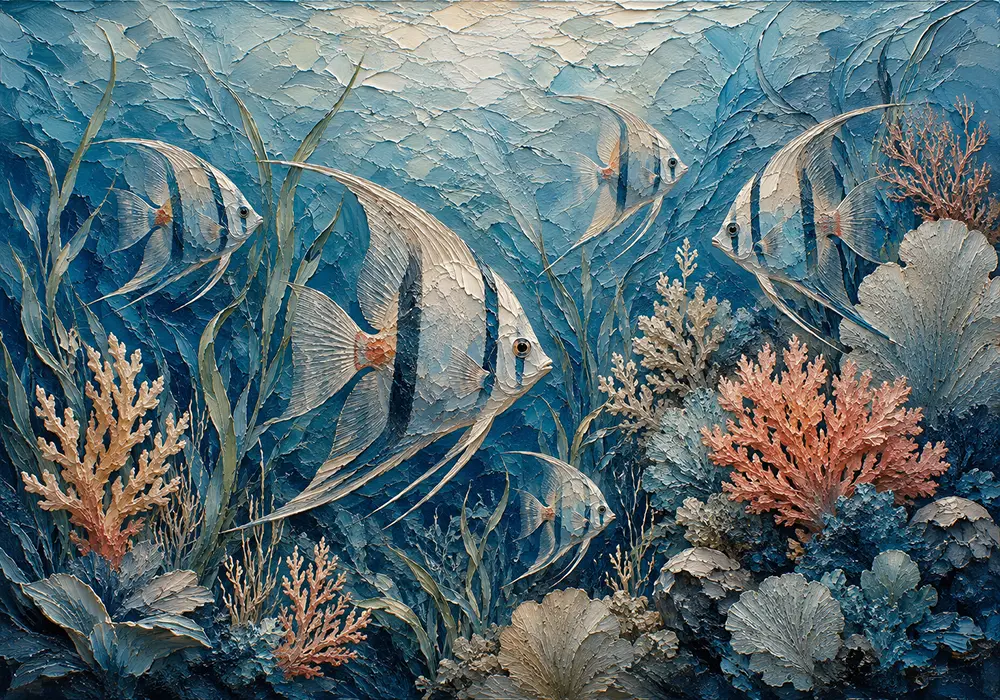 Coral Reef Angelfish Sea Life Wall Art Canvas Print