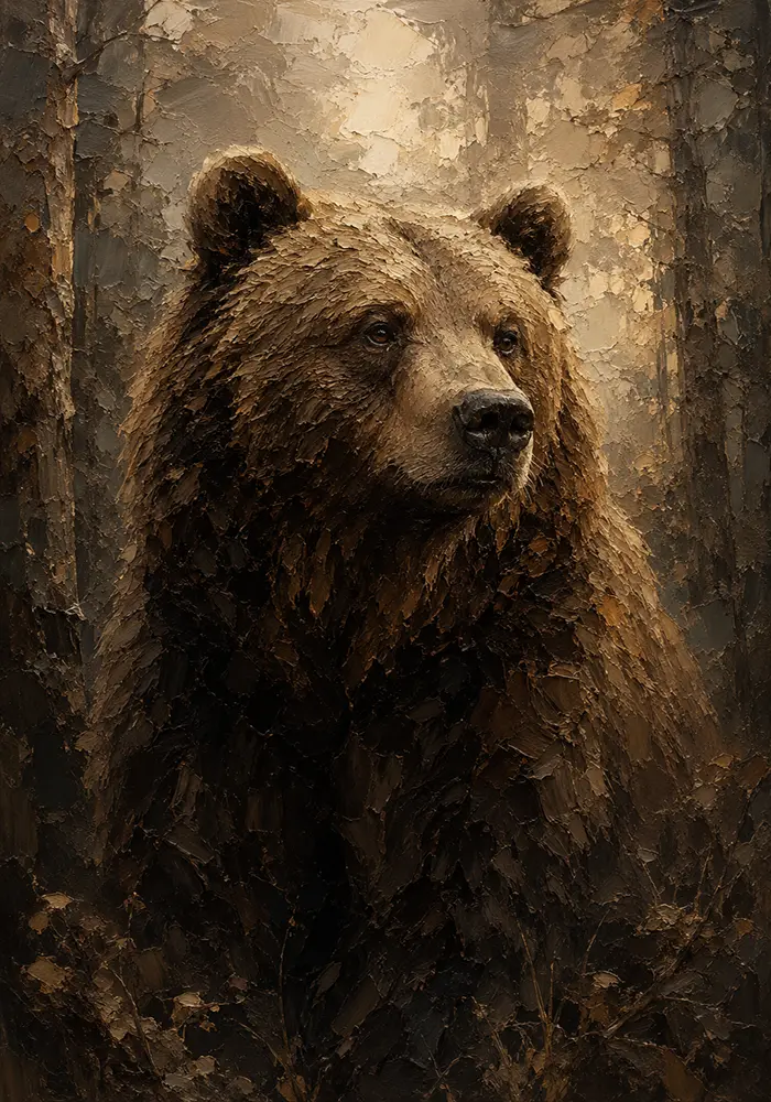 Golden Bear Wildlife Portrait Wall Art Canvas Print