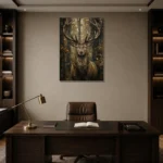 Majestic Stag Wildlife Portrait Wall Art Canvas Print displayed in a contemporary gallery-inspired room