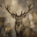 Neutral Stag Wildlife Portrait Wall Art Canvas Print