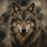 Neutral Wolf Wildlife Portrait Wall Art Canvas Print