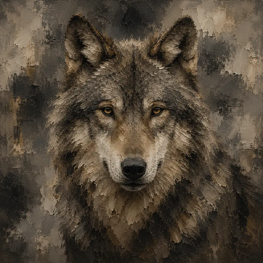 Neutral Wolf Wildlife Portrait Wall Art Canvas Print