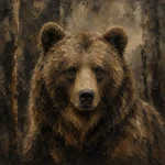 Woodland Bear Wildlife Portrait Wall Art Canvas Print