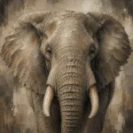 Neutral Elephant Wildlife Portrait Wall Art Canvas Print
