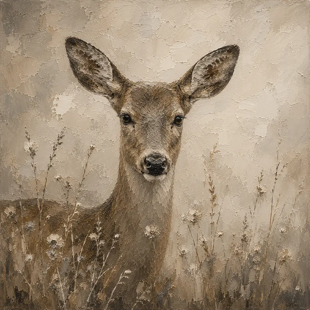 Soft Doe Wildlife Portrait Wall Art Canvas Print