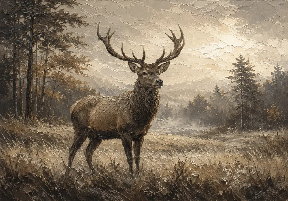 Misty Valley Stag Wildlife Portrait Wall Art Canvas Print