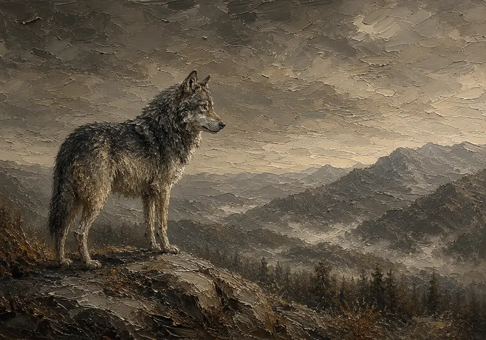 Mountain Wolf Wildlife Portrait Wall Art Canvas Print