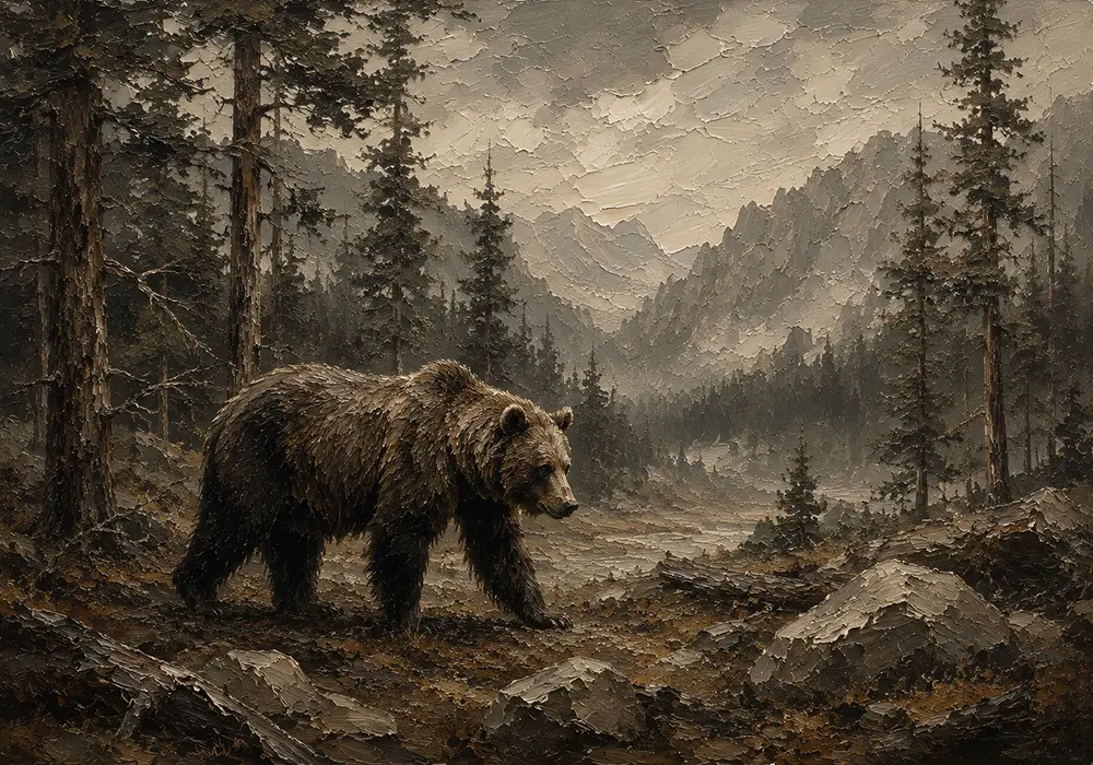 Mountain Bear Wildlife Portrait Wall Art Canvas Print