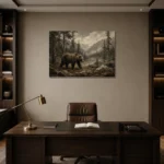 Mountain Bear Wildlife Portrait Wall Art Canvas Print displayed in a contemporary gallery-inspired room