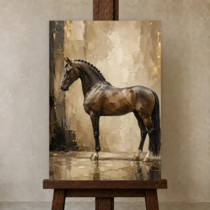 Regal Brown Horse Wall Art Canvas Print shown in Studio Easel