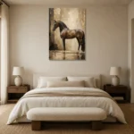 Regal Brown Horse Wall Art Canvas Print showcased in an elegant minimalist interior