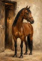 Chestnut Stable Horse Wall Art Canvas Print