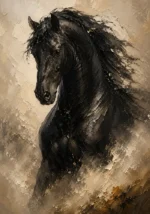 Black Stallion Horse Wall Art Canvas Print