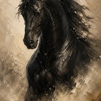 Black Stallion Horse Wall Art Canvas Print