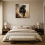 Midnight Stallion Horse Wall Art Canvas Print showcased in an elegant minimalist interior