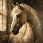 Ivory Window Horse Wall Art Canvas Print
