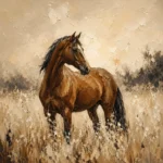 Golden Meadow Horse Wall Art Canvas Print