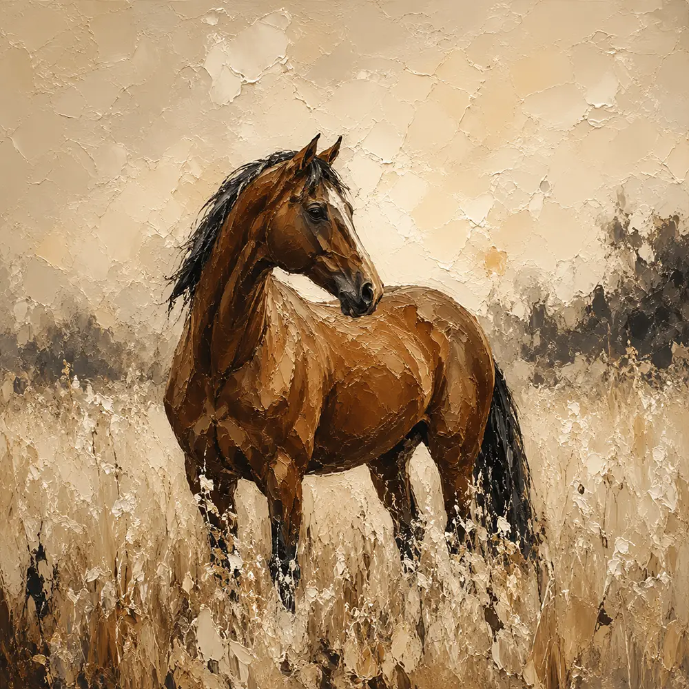 Golden Meadow Horse Wall Art Canvas Print