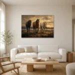 Running Chestnut Horse Wall Art Canvas Print styled in a refined neutral interior