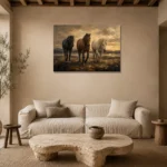 Running Chestnut Horse Wall Art Canvas Print presented in a sophisticated home setting