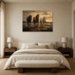 Running Chestnut Horse Wall Art Canvas Print showcased in an elegant minimalist interior